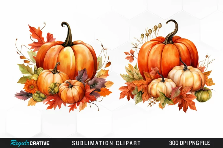 Watercolor Pumpkin Fall Illustration PNG Clipart