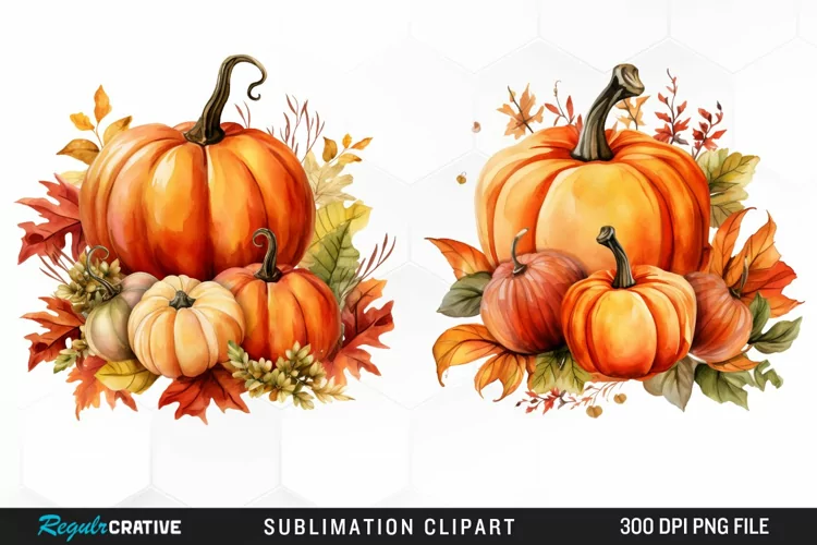 Watercolor Pumpkin Fall Illustration PNG Clipart