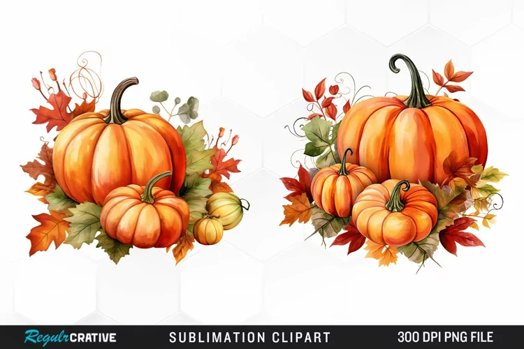 Watercolor Pumpkin Fall Illustration PNG Clipart