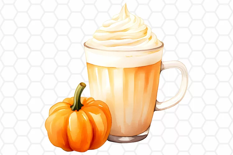 Watercolor Pumpkin Spice Latte Clipart, Sublimation PNG