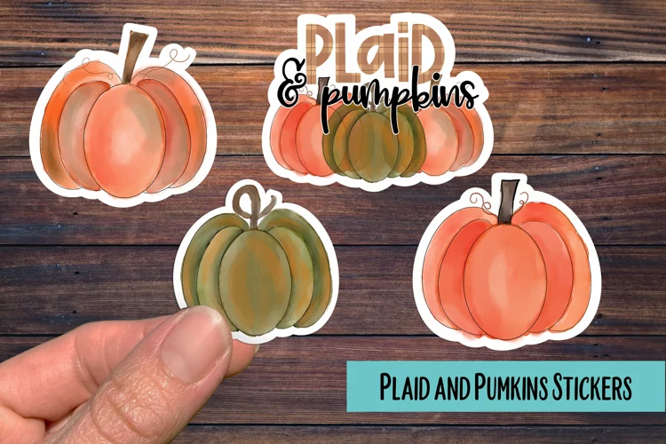 Plaid and Pumpkins Watercolor PNG Sticker Pack