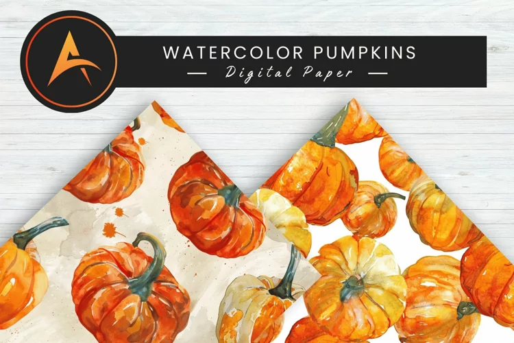 Watercolor Pumpkins Digital Paper