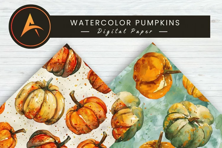Watercolor Pumpkins Digital Paper