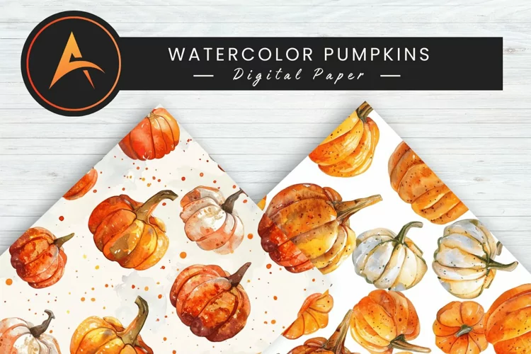 Watercolor Pumpkins Digital Paper