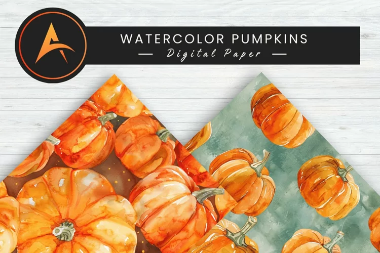 Watercolor Pumpkins Digital Paper