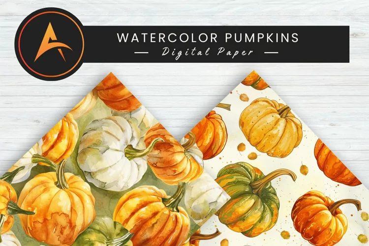 Watercolor Pumpkins Digital Paper