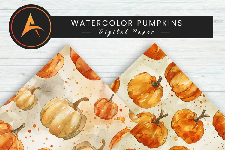 Watercolor Pumpkins Digital Paper