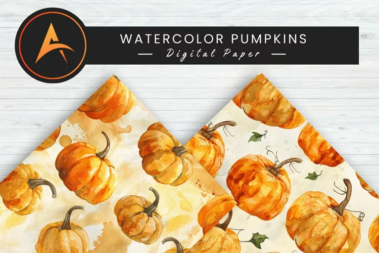 Watercolor Pumpkins Digital Paper