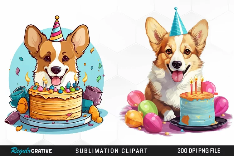 Watercolor Puppies Sublimation Art Clipart