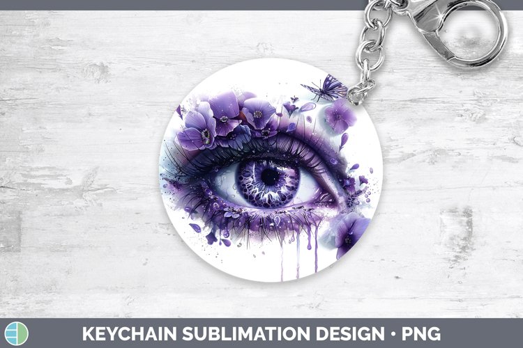 Watercolor Purple Eye Keychain Sublimation Keyring Designs