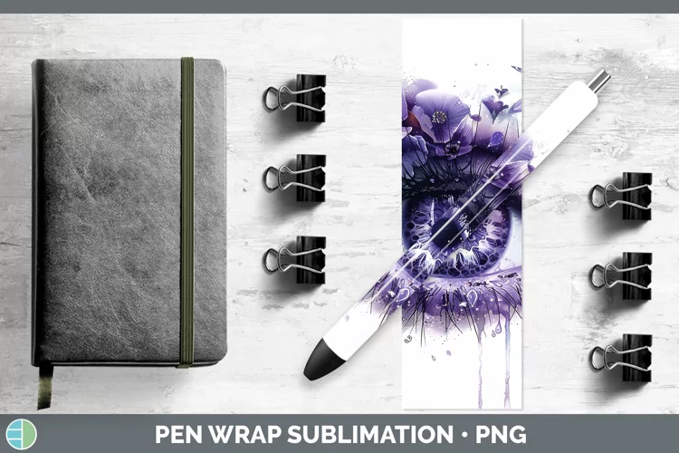 Watercolor Purple Eye Pen Wrap Sublimation Epoxy Pen Designs