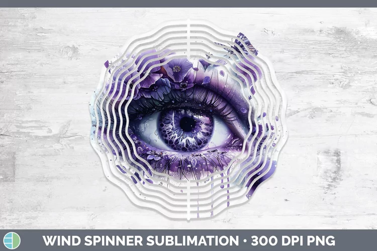 Watercolor Purple Eye Wind Spinner Sublimation Spinner Desig