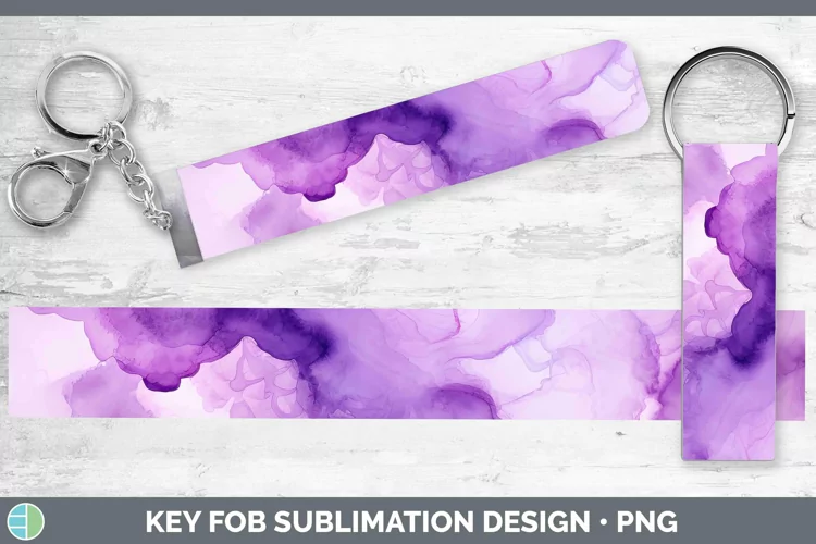 Watercolor Purple Key Fob Sublimation Wristlet Designs