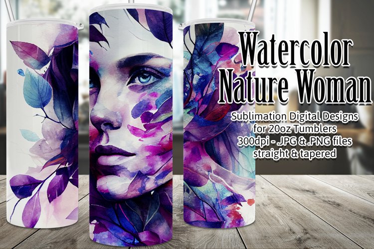 Unique Purple Leaves Fantasy Woman Sublimation Tumbler Wrap