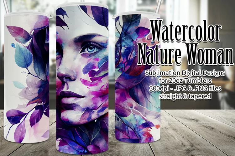 Unique Purple Leaves Fantasy Woman Sublimation Tumbler Wrap