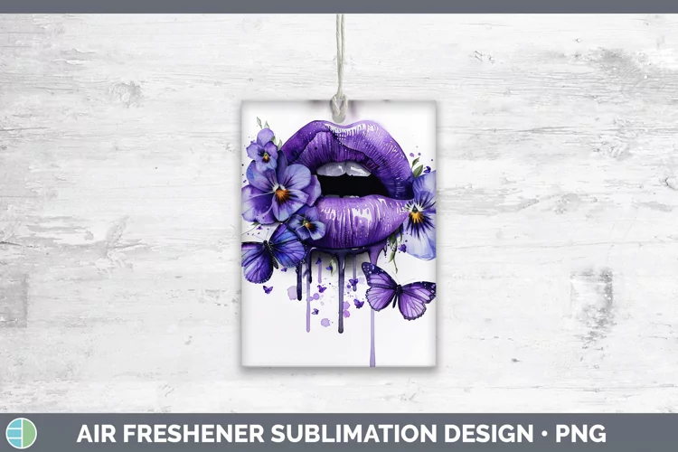 Watercolor Purple Lips Air Freshener Sublimation Car Freshen