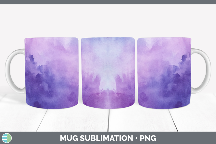 Watercolor Purple Mug Wrap Sublimation Coffee Cup Designs