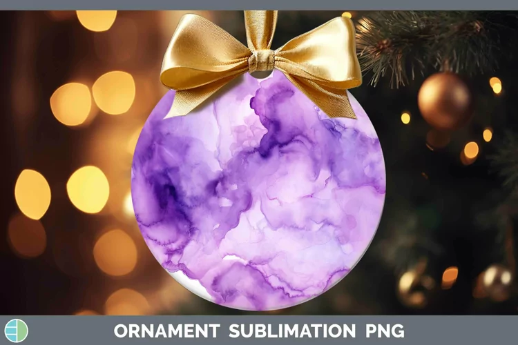 Watercolor Purple Ornament Sublimation Bauble Designs