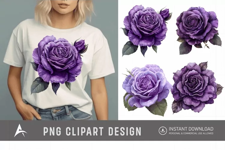 Watercolor Purple Rose Clipart