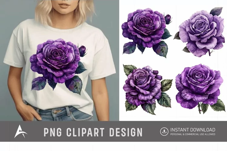 Watercolor Purple Rose Clipart