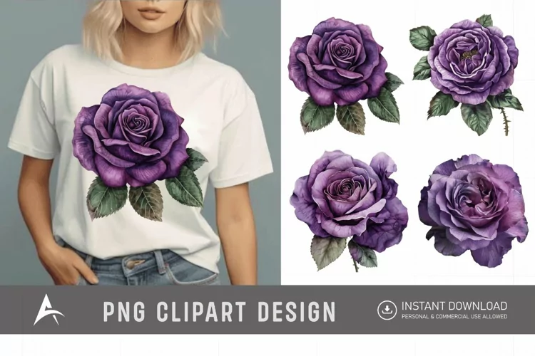 Watercolor Purple Rose Clipart