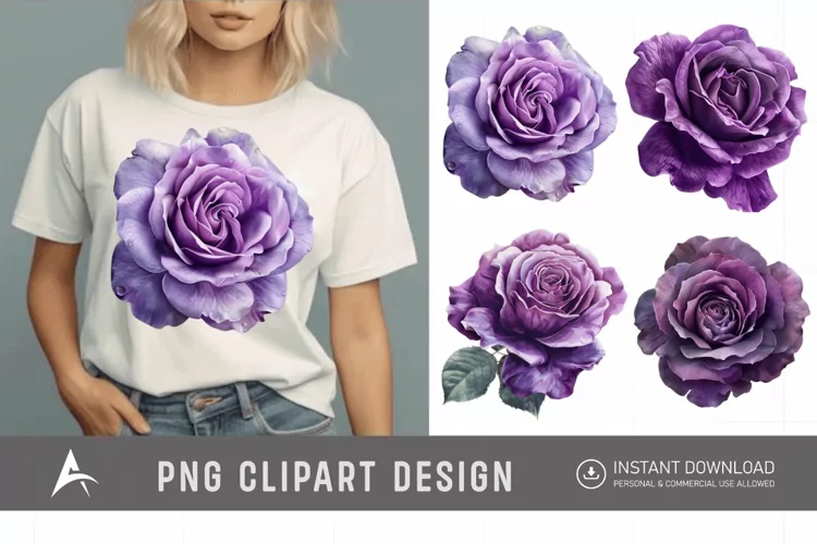 Watercolor Purple Rose Clipart