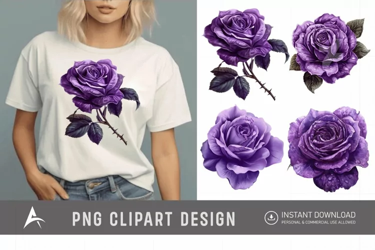 Watercolor Purple Rose Clipart