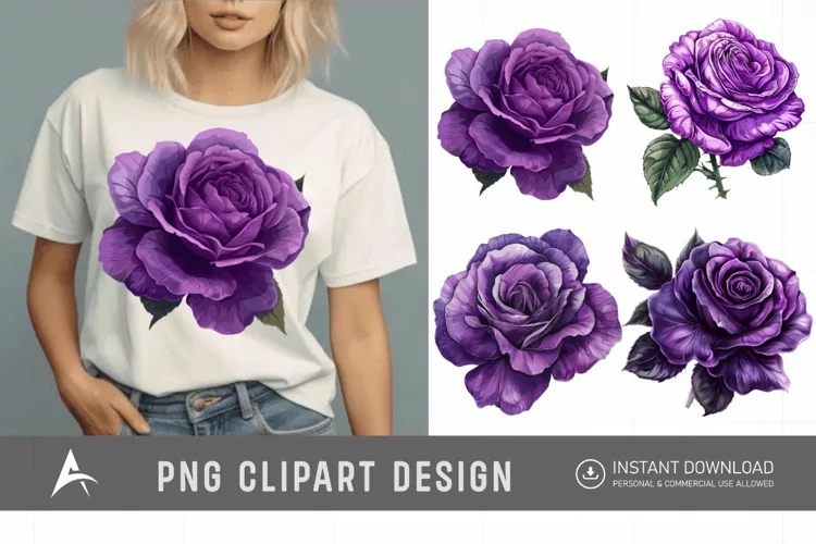 Watercolor Purple Rose Clipart