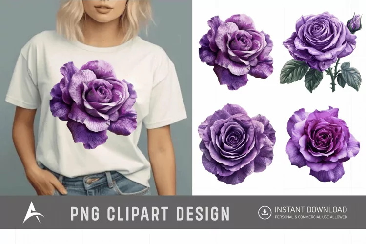 Watercolor Purple Rose Clipart