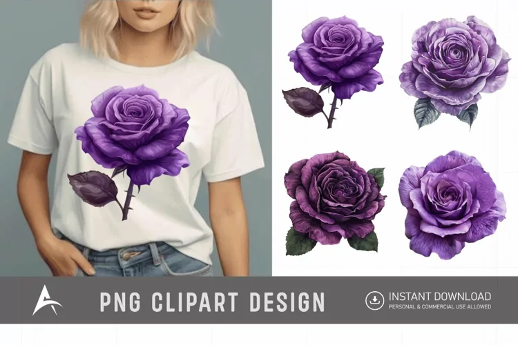 Watercolor Purple Rose Clipart