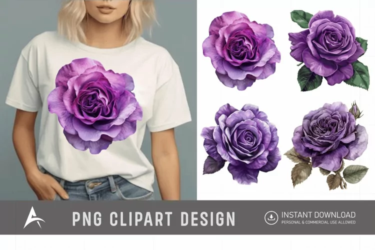Watercolor Purple Rose Clipart