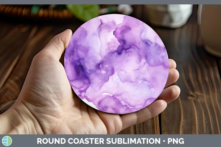 Watercolor Purple Round Coaster Sublimation Coaster Designs