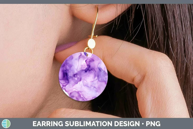 Watercolor Purple Round Earrings Sublimation Earrings Design