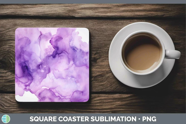 Watercolor Purple Square Coaster Sublimation Coaster Designs