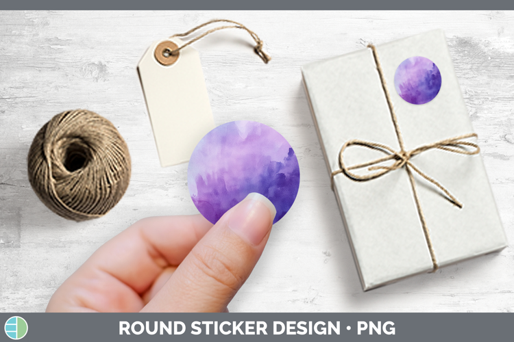 Watercolor Purple Stickers | Round Labels Designs