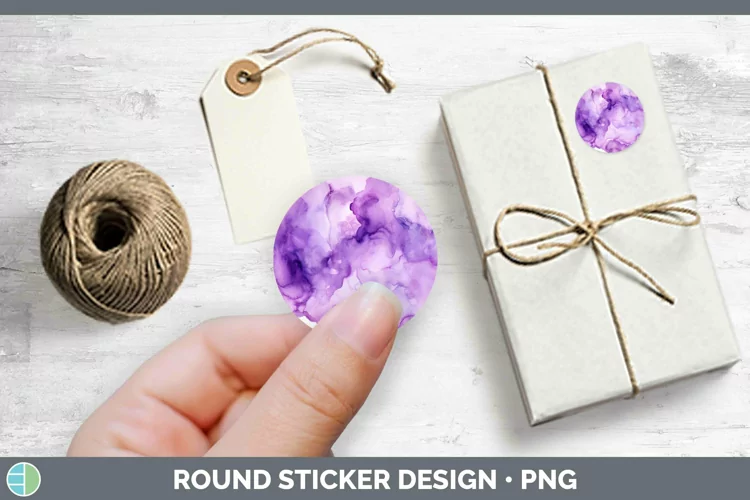 Watercolor Purple Stickers | Round Labels Designs