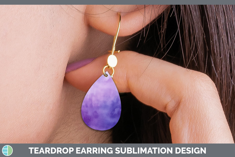 Watercolor Purple Teardrop Earrings Sublimation Earrings Des