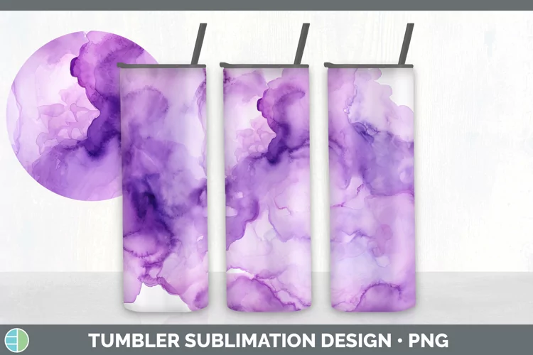 Watercolor Purple Tumbler Sublimation 20 oz Skinny Tumbler D