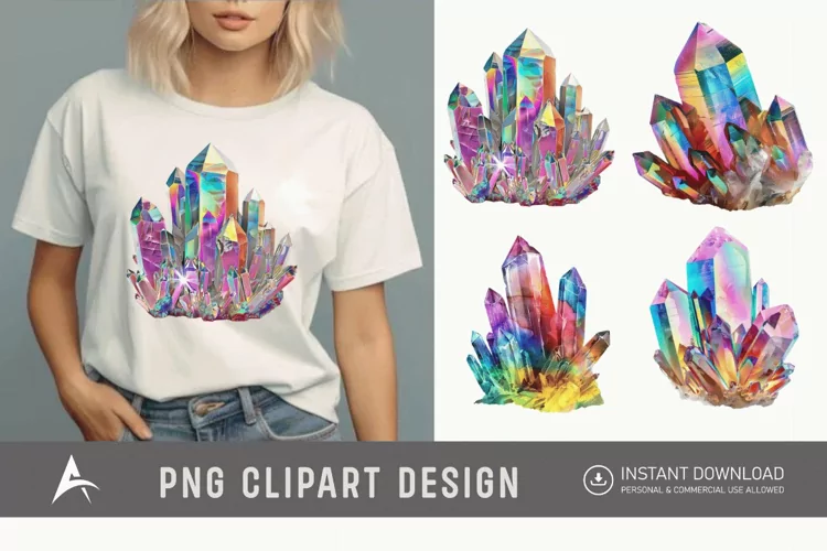Watercolor Quartz Crystal Clipart