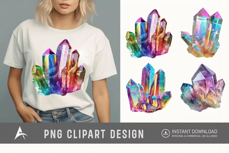 Watercolor Quartz Crystal Clipart