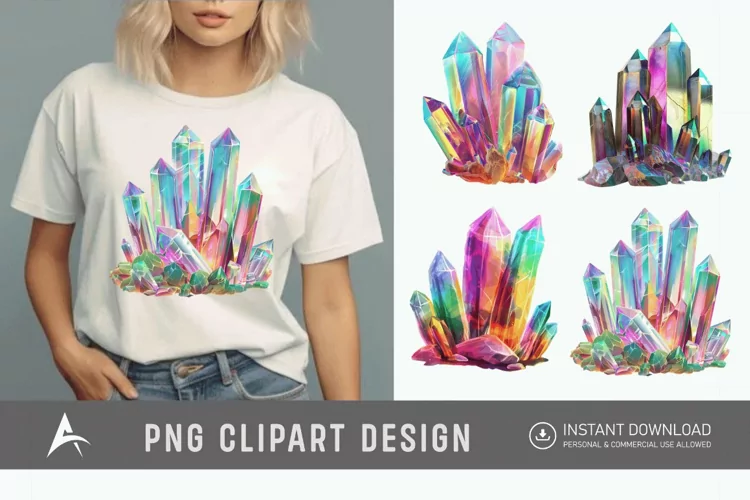 Watercolor Quartz Crystal Clipart