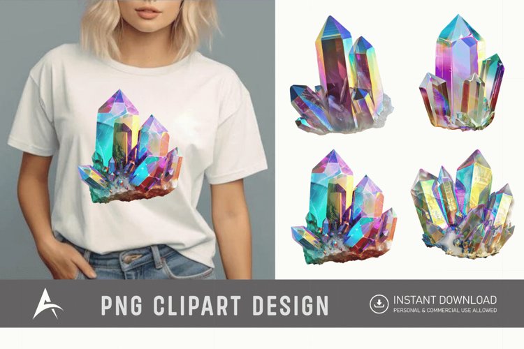 Watercolor Quartz Crystal Clipart