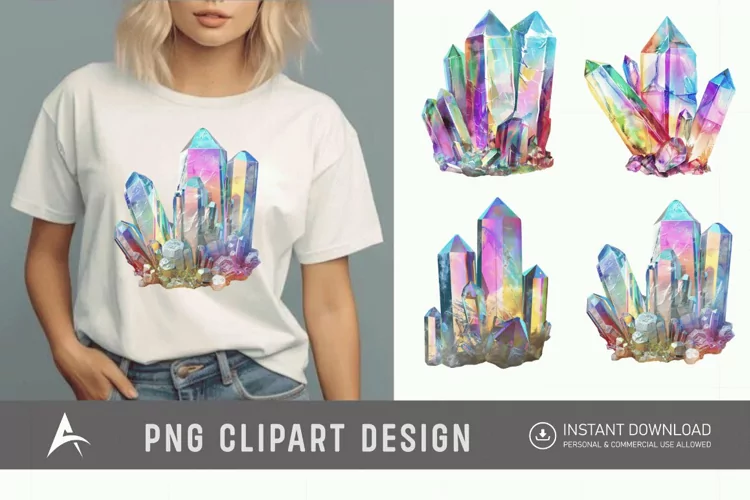 Watercolor Quartz Crystal Clipart