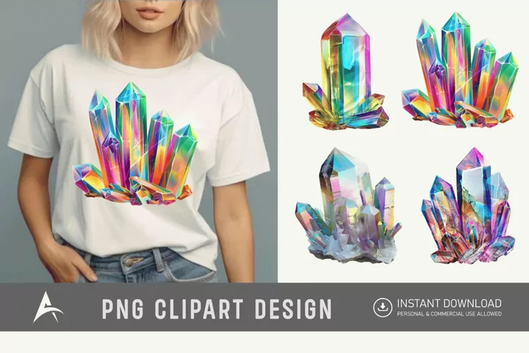 Watercolor Quartz Crystal Clipart