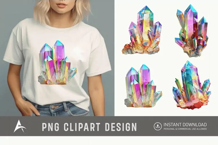 Watercolor Quartz Crystal Clipart