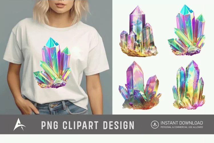 Watercolor Quartz Crystal Clipart