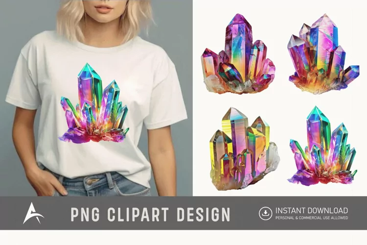 Watercolor Quartz Crystal Clipart