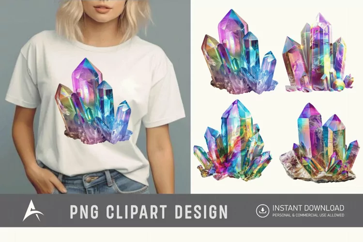 Watercolor Quartz Crystal Clipart