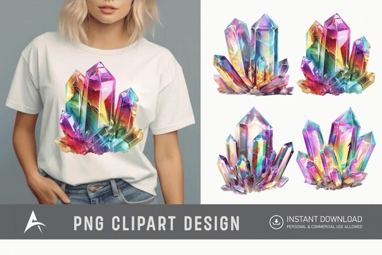 Watercolor Quartz Crystal Clipart