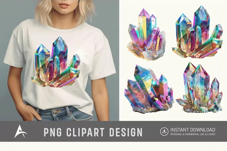 Watercolor Quartz Crystal Clipart